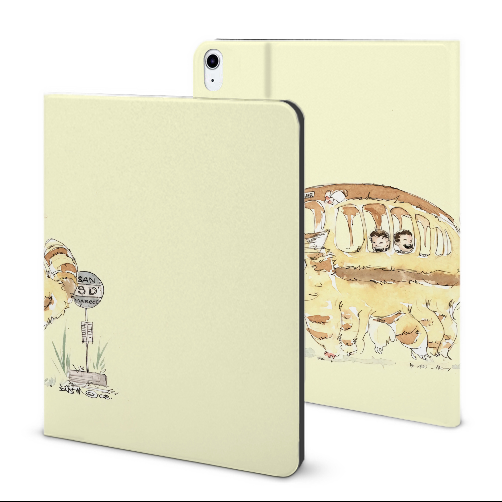（画像用） となりのトトロ 草壁メイ 草壁サツキ My Neighbor Totoro Satsuki Kusakabe Mei Kusakabe IPad ケース ブック型 PUレザー TPU 耐衝撃 軽量 薄型 ペン収納なし 全面保護 IPad 各モデル対応